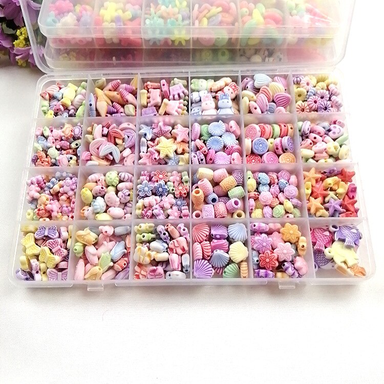 Jouets de perles pour enfants, 24 grilles, puzzle fait à la main, jouets pour filles, Kit Bracelets avec ensemble d&#39;accessoires