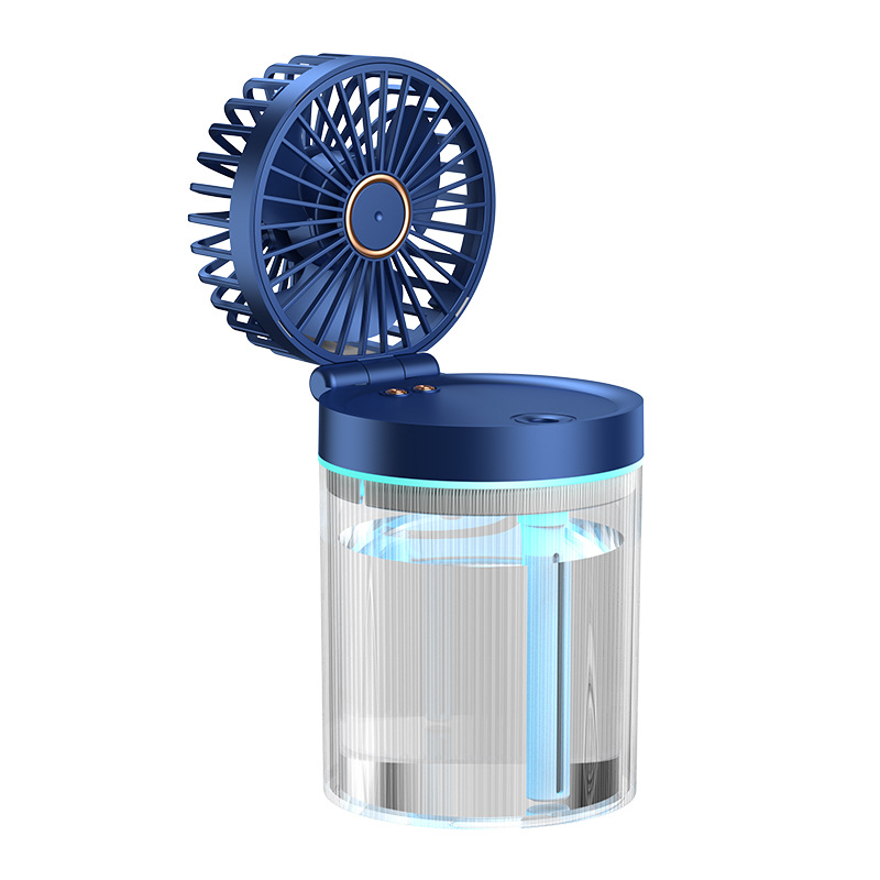 Befeuchtung Ventilator Wasser kühl Ventilator USB Mini kleiner Lüfter Schreibtisch-Lüfter 2024 Sommer neues Zuhause faltbare Kaltluft Sein feuchter Sprüh ventilatoren: Blau