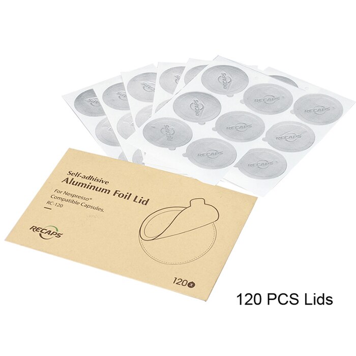 Recaps 1200 stk selvklæbende aluminium låg tætninger til påfyldning af tomme engangs genopfyldelige genanvendelige nespresso pod kapsel: Default Title
