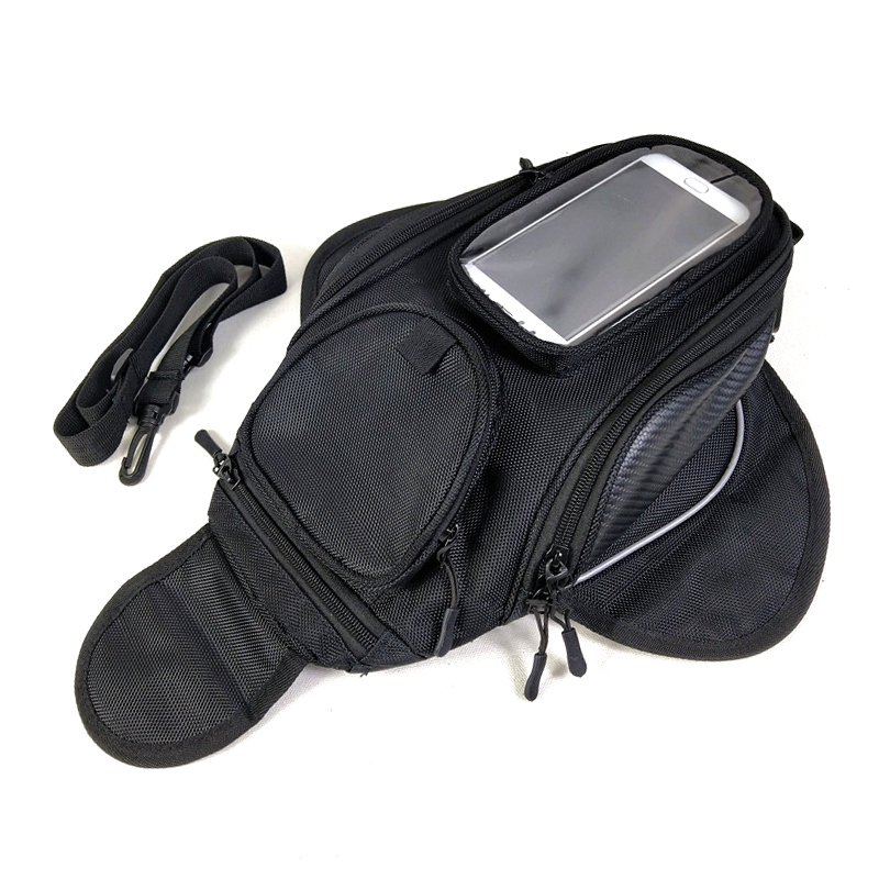 Motorcykel magnetisk tank taske vandtæt motorcykel sadeltaske skuldertaske rygsæk bagage telefon taskeholder til iphone xiaomi: Intet mærke kabelhul