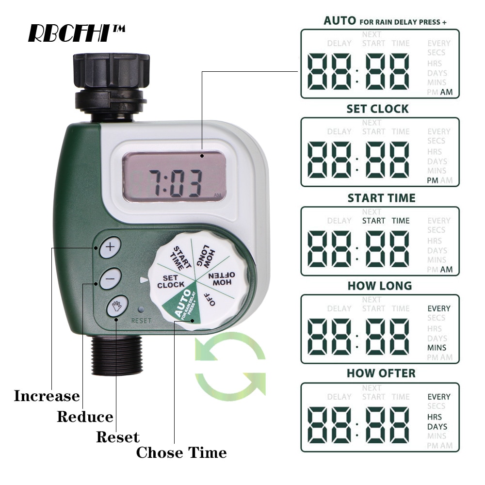 Rbcfhi 6 Soorten Tuin Water Timer Regen Sensor Solar Programmeerbare Automatische Elektronische Lcd-scherm Thuis Tuin Water Timer