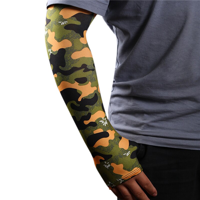 Compression Sports Arm Sleeve Basketball Cycling Arm Warmer Summer Running Tennis UV Protection Volleyball Bands: L green sleeve color