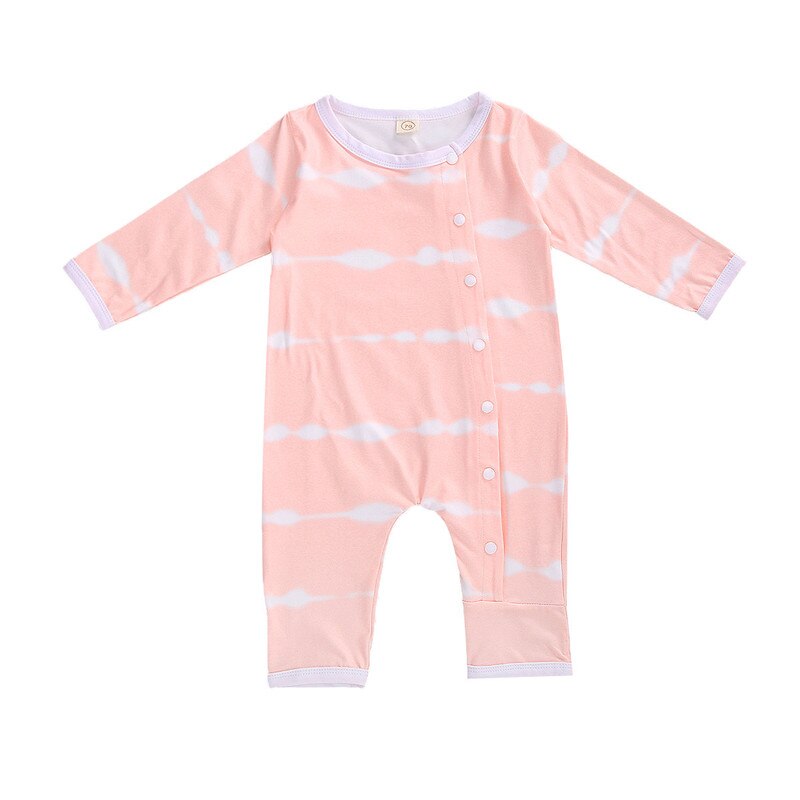 Baby Frühling Herbst Kleidung Neugeborenen Baby Mädchen Jungen binden Farbstoff Kleidung Baumwolle gestreift Strampler Baby Gesamt Nachtwäsche lässig Outfits: B / 24M