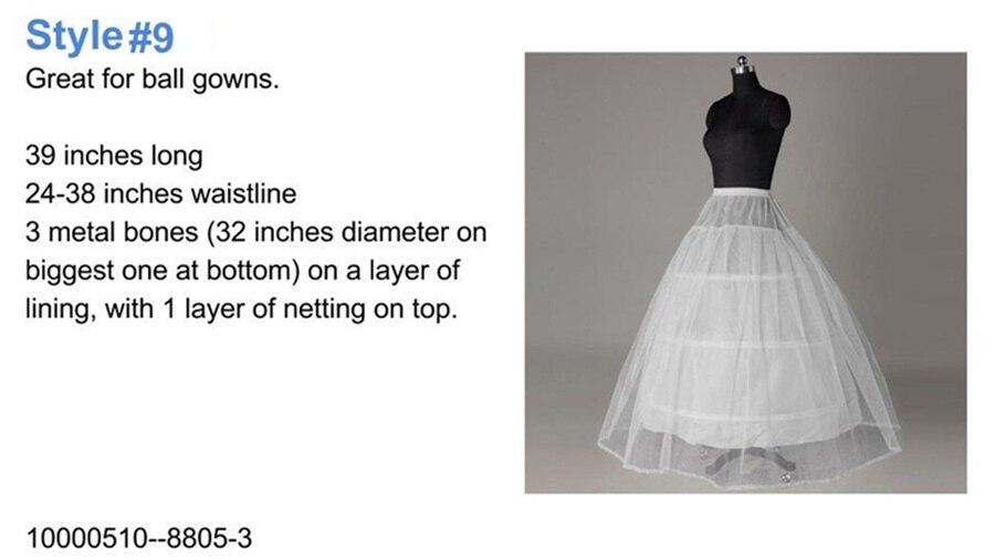 Hvid crinoline underskørt slips underskørt a-line havfrue hoop bryllup nederdel kjole: 9 / Hvid