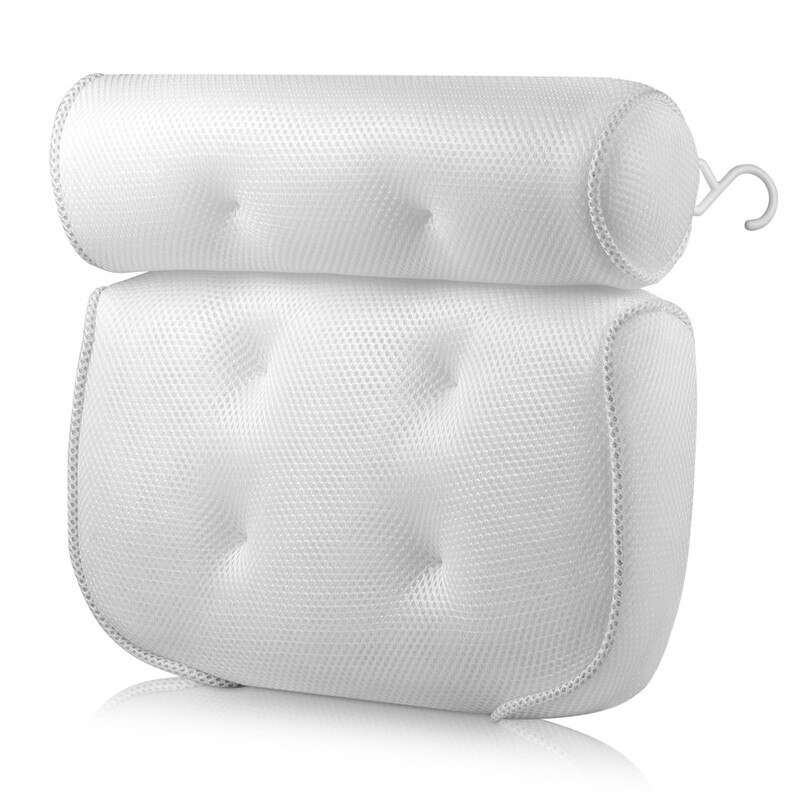 Cojín para bañera de hidromasaje, cojín de baño SPA con ventosas, soporte para el cuello y la espalda, almohada para reposacabezas gruesa para el hogar: Mesh bath pillow