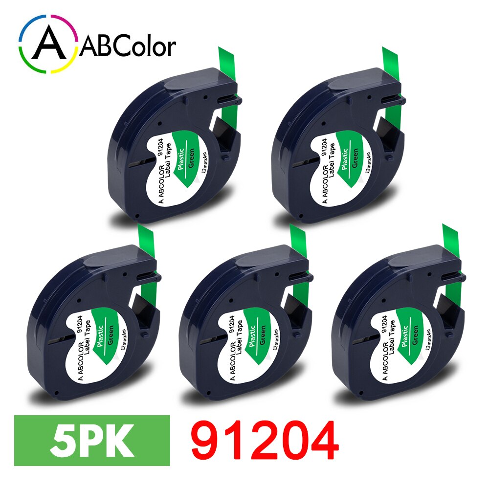 10PK 91201 91202 12267 etykiety dla Dymo LetraTag 12mm 91222 91332 taśma z etykietami 91200 91203 dla Dymo LetraTag LT-100H drukarka do etykiet: 5PK Plastic Green