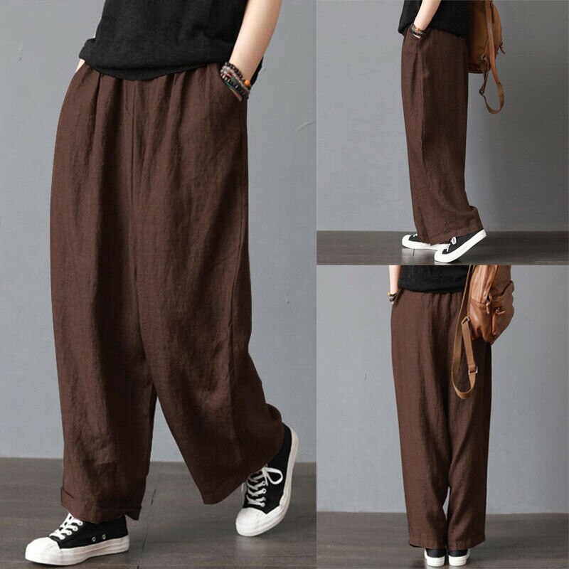 Herre bukser med brede ben i bomull, sommer løs fritidsform rett stretch bloomers bukser harem plus size klær s -3xl