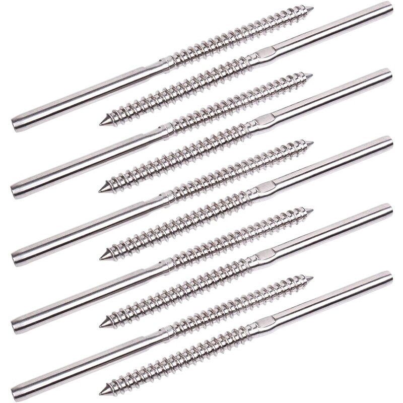 32 Pairs Left & Right Hand Thread Lag Screws for 1/8Inch Cable Railing, 316 Stainless Steel Stair Deck Railing