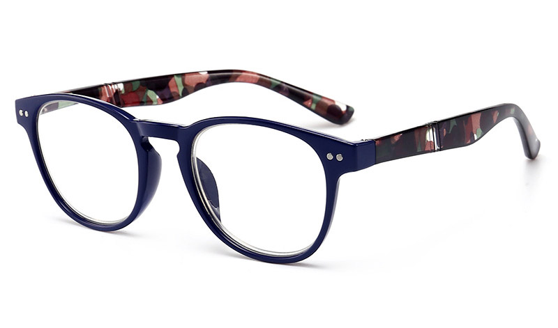 Unisex Reading Glasses Round PC Frame Eyewear Men Purple Blue Far Sight diopter +1.0~4.0: +400 / Blue