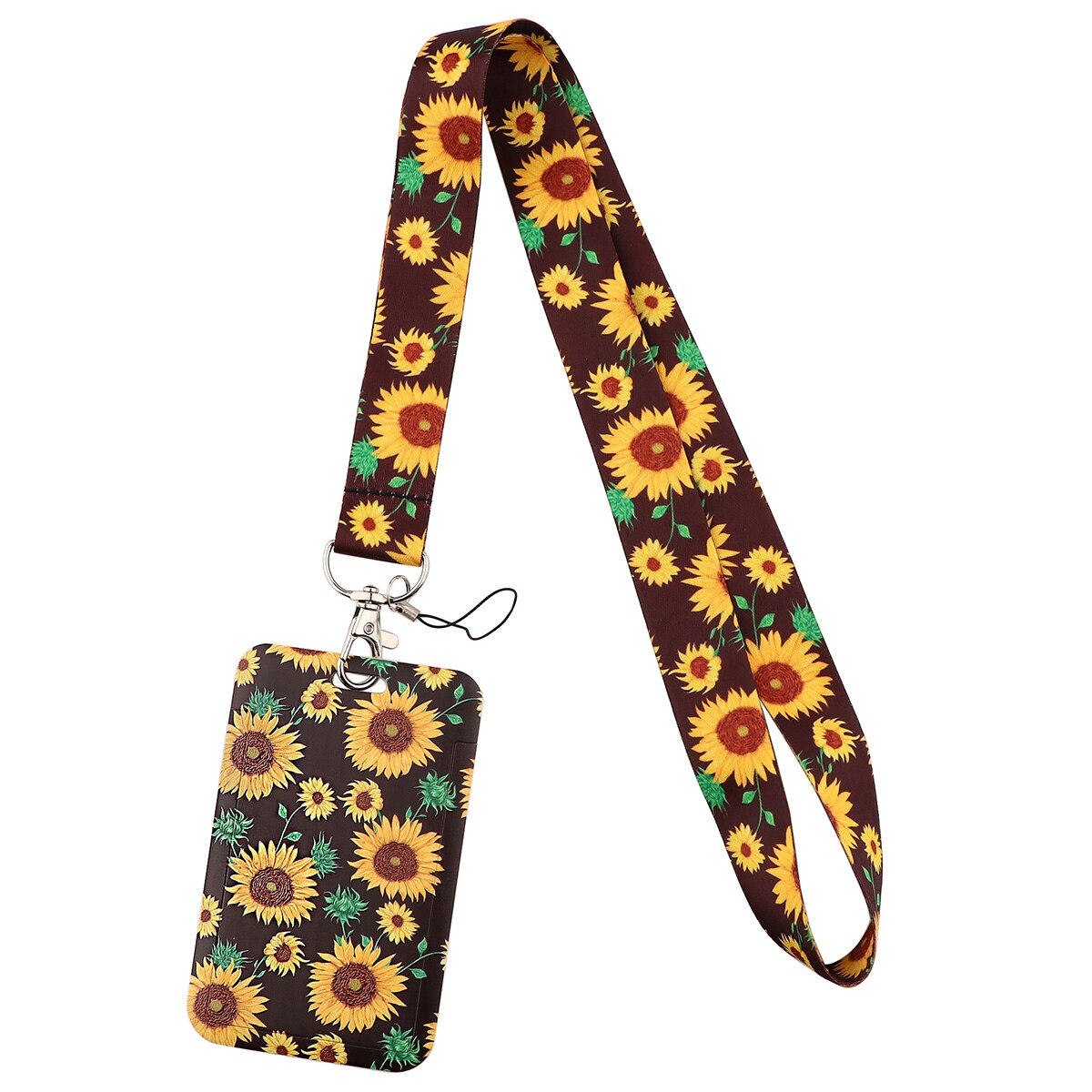 ER1823 Daisy Sunflower Lanyard Card ID Holder Car KeyChain ID Card Pass Gym Phone Badge Key Ring Holder Jewelry: 6