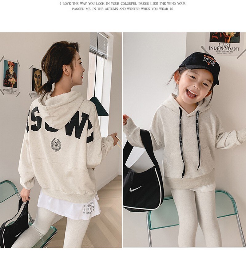 Ouder-Kind Moeder En Vrouwen Super Lente En Herfst Pak Herfst Netto Rode Trui Leggings Twee stuk Pak