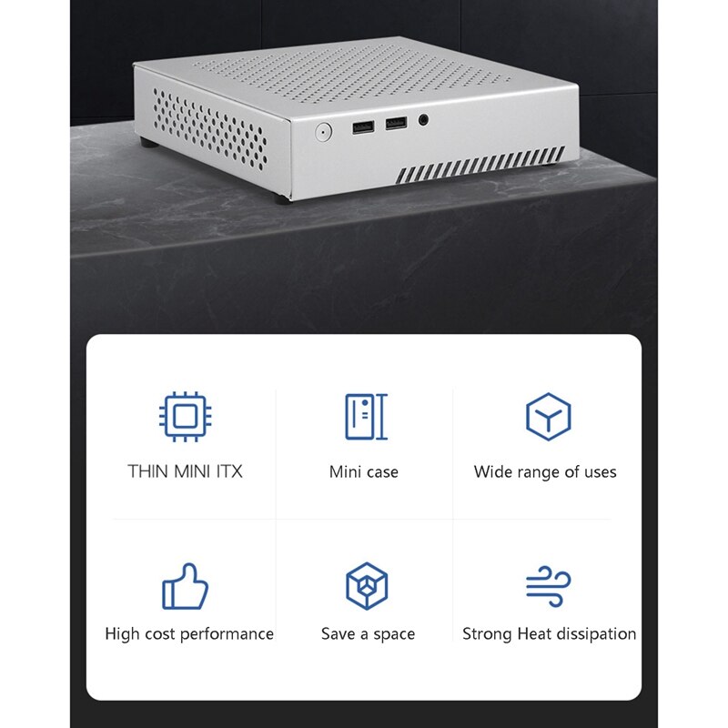 Boîtier PC Mini-ITX Compact - Support Carte Mère 17x17cm Et Alimentation 1U | Parfait Pour HTPC, Home Cinéma