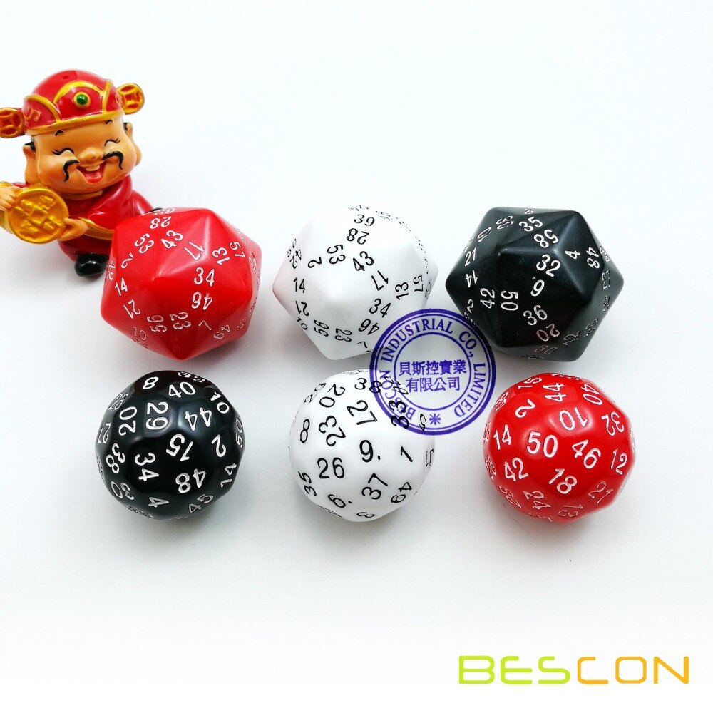 Bescon Neue Stil Polyhedral Würfel 50-seitige Gaming Würfel, D50 sterben, D50 würfel, 50 seiten Würfel, 50 Seitige Cube, 5 Assorted Opaque Farbe