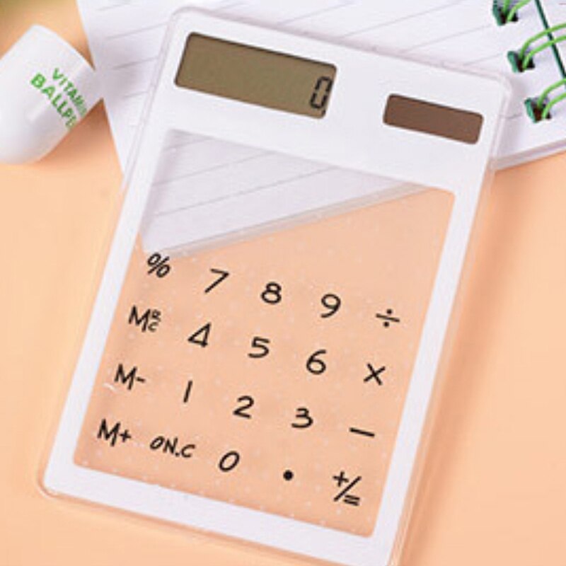 Ultra Slim Mini Transparent Solar Power LCD Touch Screen Student Calculator