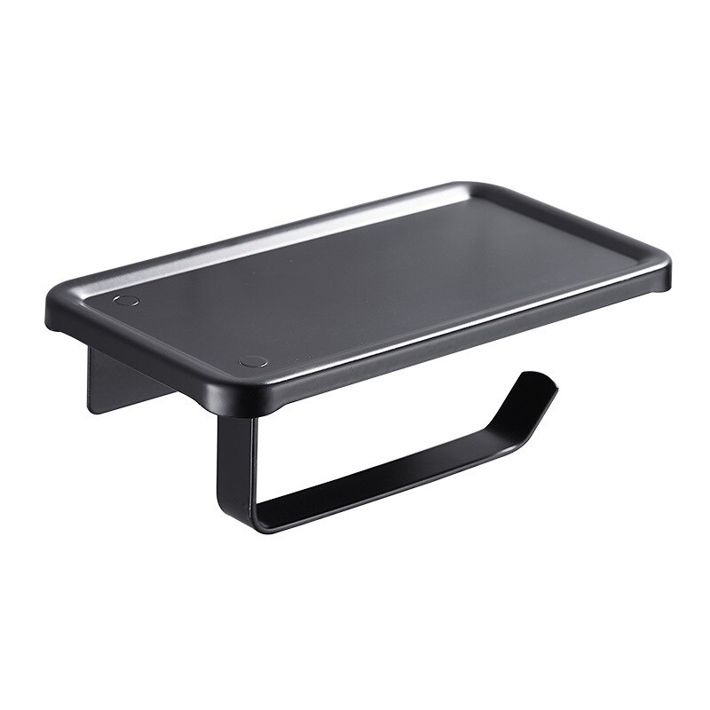 Matte Black Double Toilet Roll Paper Holder Bathroom Accessories WC Towel Holder Rack Shelf Aluminum Material