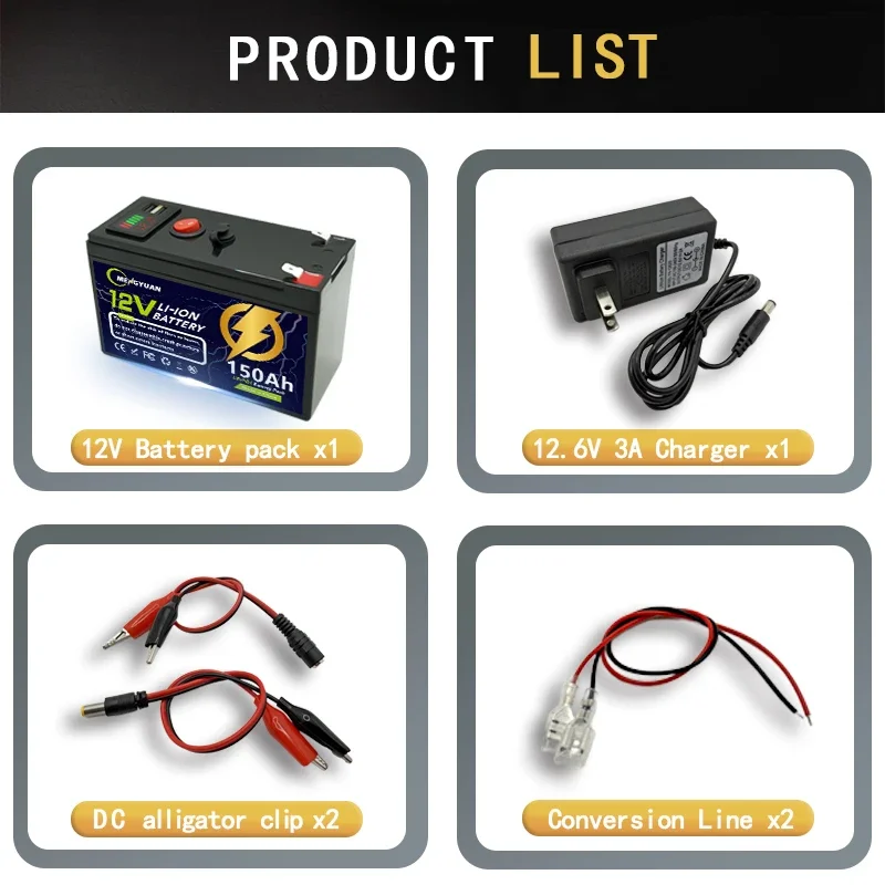 12V 150Ah LiFeP04 Batterie Deep Cycle Lithiumbatterie 30A BMS 6000+ Zyklen Perfekt für Solar-Fischfinder Power Wheel Boat Home RV
