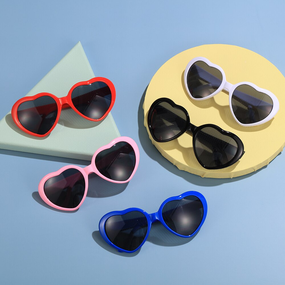 Las luces en forma de corazón se convierten en gafas de efectos especiales de amor, gafas de amor por la noche, gafas rojas, gafas de sol de , para mujer