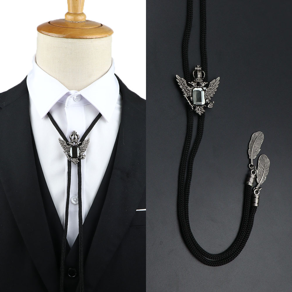 Bolo Tie Necklace - Leather Rope Chain - Plaid Pattern - Cowboy Jazz Style - Unisex Adult Accessory: Lavender