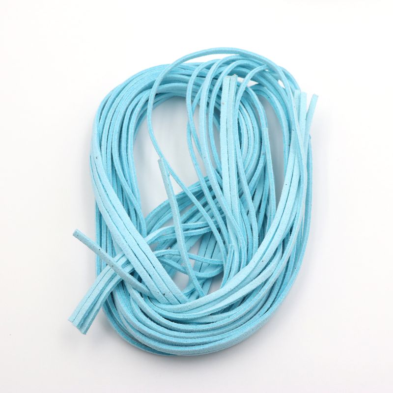 5pcs 1m 3mm Flat Faux Suede Korean Velvet Leather Cord DIY Rope Thread Jewelry Making Decorative Handicrafts Accessories: Lake Blue