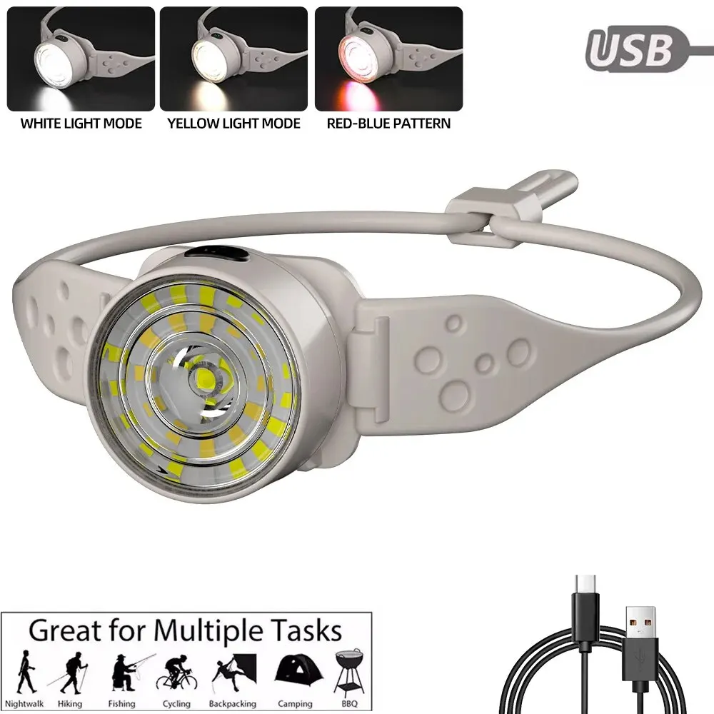 Linterna frontal LED recargable, potente linterna frontal para pesca, Camping, senderismo, Mini luz LED