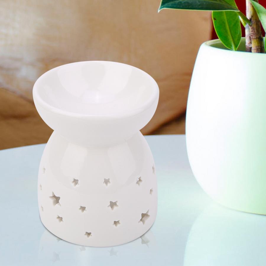 Night Fragrance Lamp Ceramic Essence Oil Burner Candle Incense Aromatherapy Stove Candle Holder Hollow Bottles for Bedroom