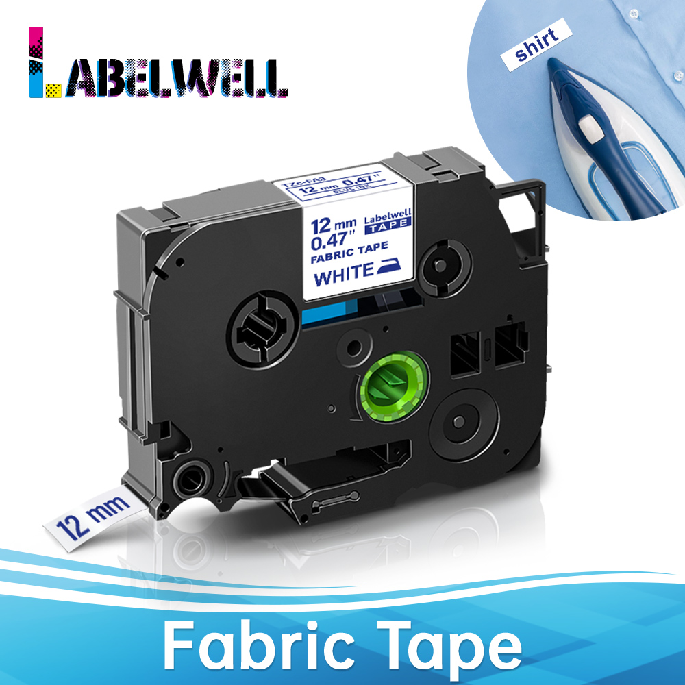 Labelwell 12Mm Label Compatibel Voor Brother FA3R FA231 FA3 Stof Ijzer Op Tape Zwart Rood Op Wit Voor pt Label Maker H110: Blue on White