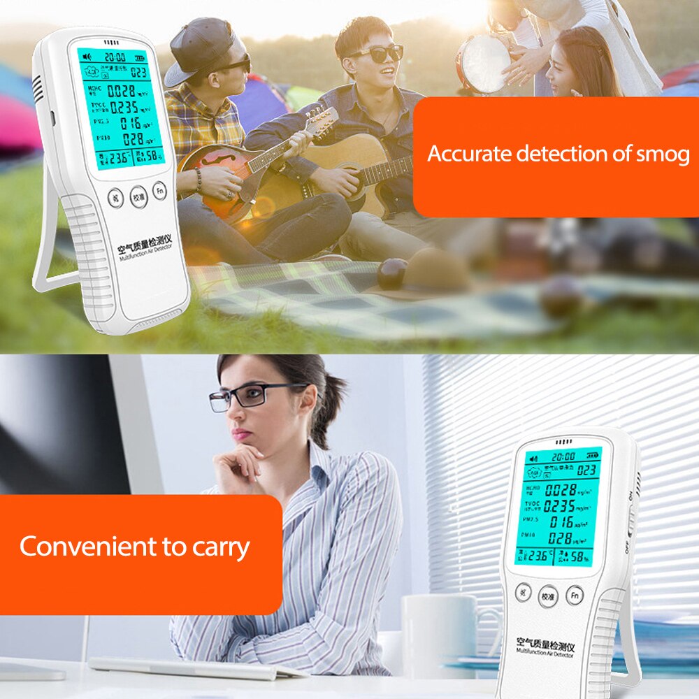 Portable Digital Formaldehyde Detector Multifunctional Hygrothermograph PM2.5/PM10 Tester Air Monitor Air Analyzer