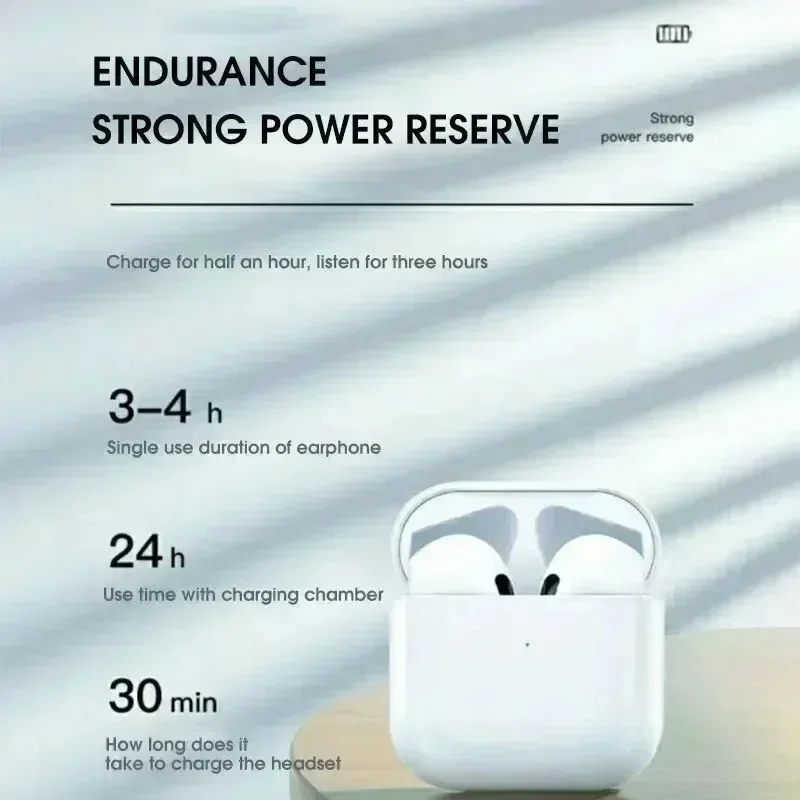 2025 Pro4 TWS słuchawki Bluetooth 9D Stereo bezprzewodowe słuchawki douszne słuchawki HiFi zestaw głośnomówiący zestaw słuchawkowy mikrofon dla Xiaomi iPhone