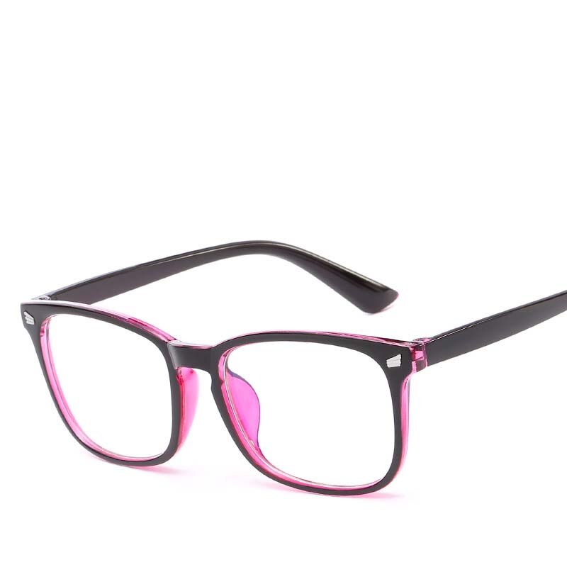 Men Square Glasses Frame Retro Women PC Rice-nail Eyeglasses Frames Two Tone Frames Spectacles: 2