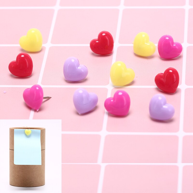 12 Stuks Plastic Hart Vorm Kurk Boord Veiligheid Gekleurde Push Pins Punaise Kantoor School Accessoires Benodigdheden