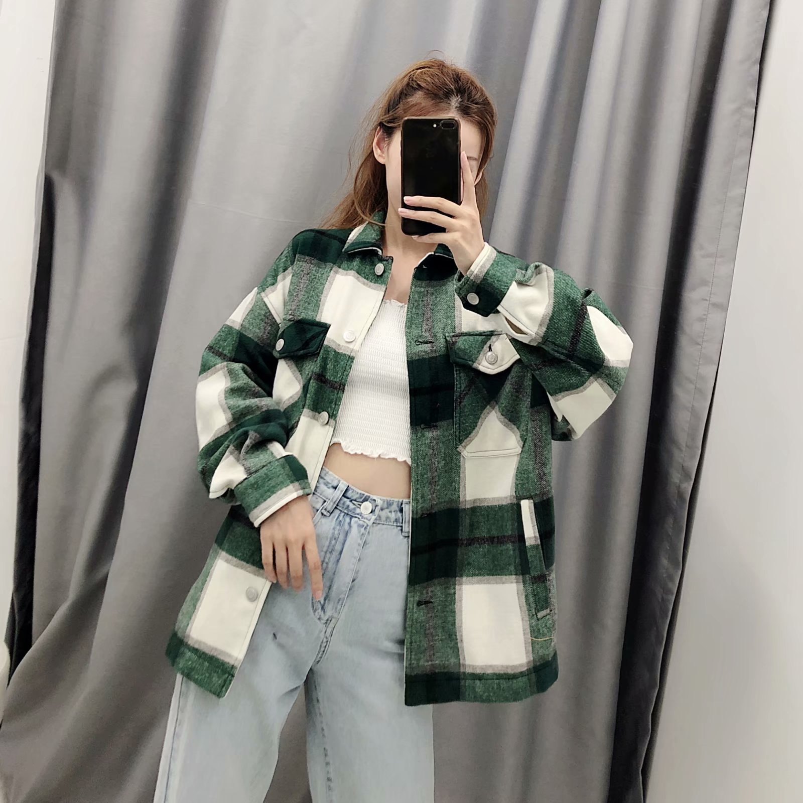 Winter coats and jackets women cute plaid jacket loose korean jackets ladies oversized jacket winter coats female Autumn