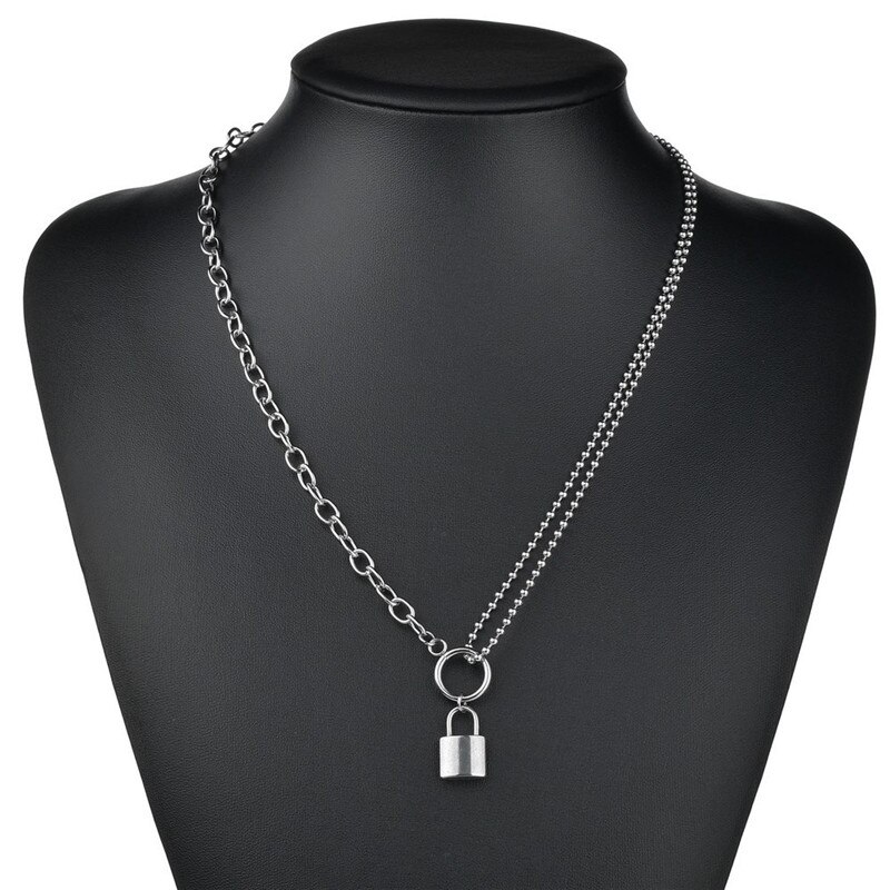 LETAPI Persoonlijkheid Cross Lock Metalen Multilayer Hip hop Lange Chain Cool Eenvoudige Ketting Voor Vrouwen mannen Sieraden