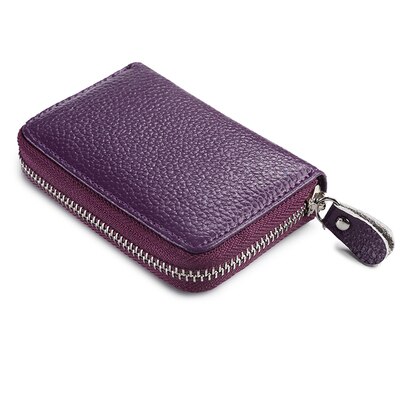 WESTCREEK Brand Women Zipper Card Holder Split Leather Cardholder Bags Credit Card Wallet for Credit Cards: Purple 