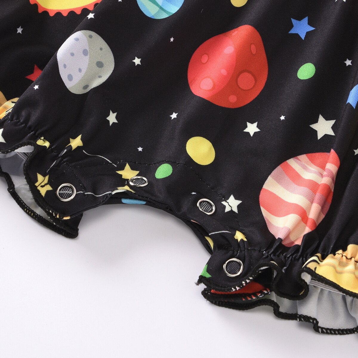 Focusnorm 0-18M Baby Meisjes Jongens Rompertjes Hoofdband 2 Stuks Cartoon Print Ruches Korte Mouw Jumpsuits