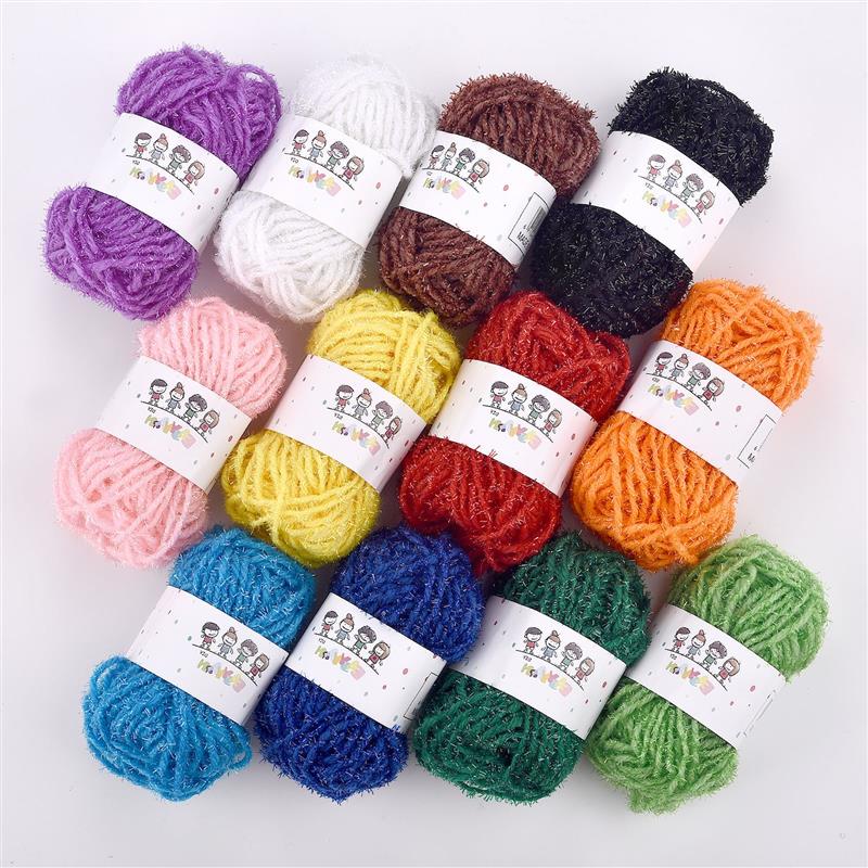 12 colores/juego de hilo suave de buena , hilo para tejer a mano, hilos de lana de algodón suaves y cálidos para manualidades, hilo de ganchillo hecho a mano: Multicolor