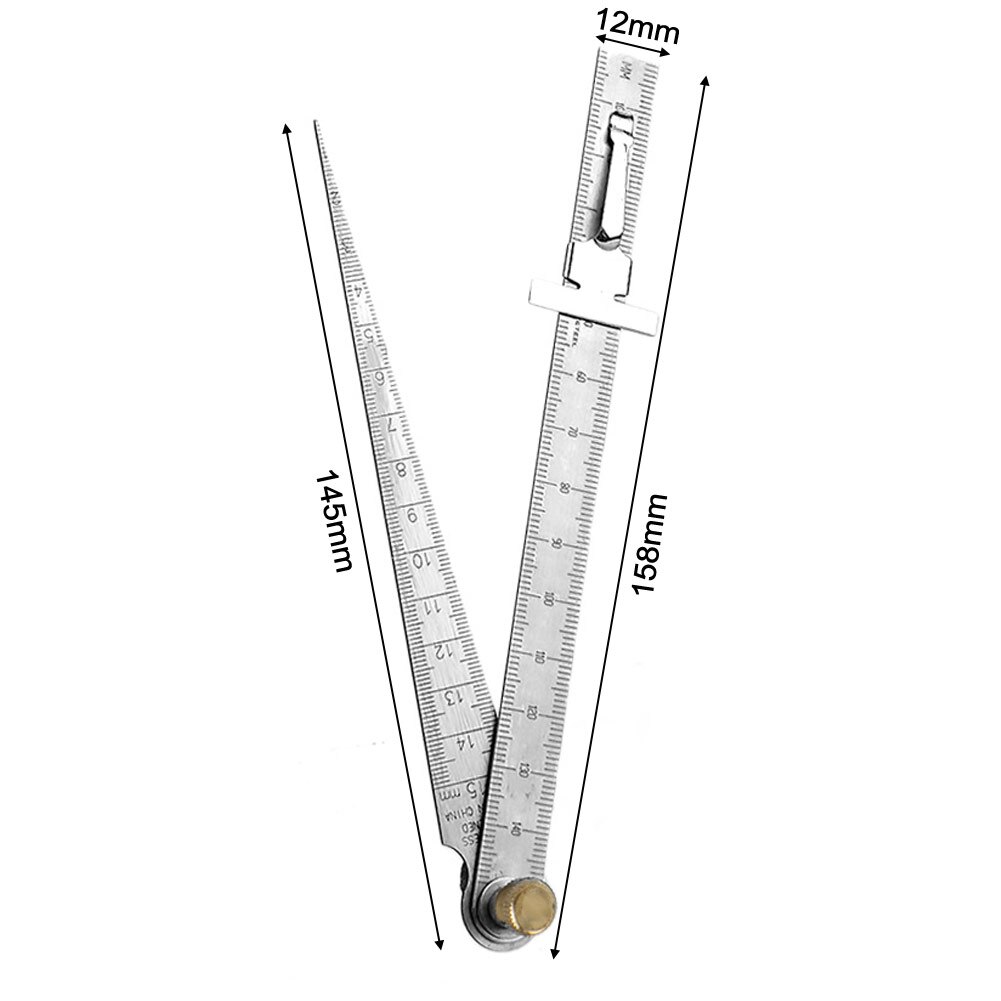 2 In1 Stainless Steel Measuring Tool Wedge Taper Ruler 0-150mm Feeler Gauges Bore Measurement Depth Ruler Hole Inspection