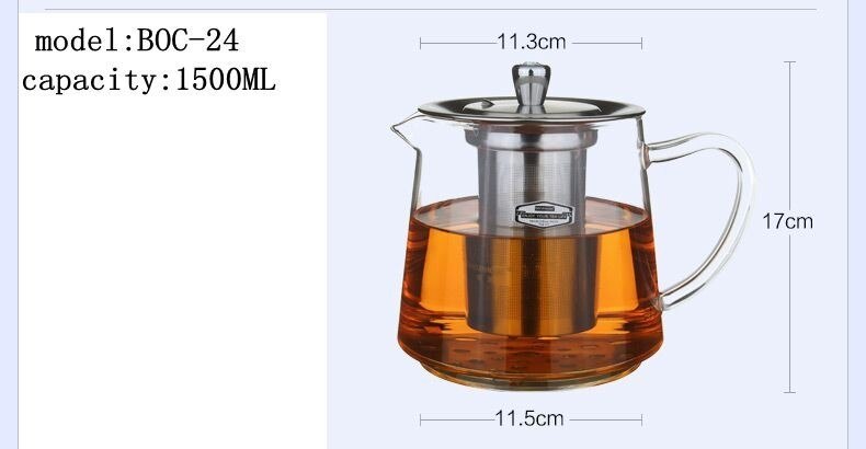 Induction cooker special pot boil tea dedicated cooker glass pot stainless steel liner kettle flower tea pot: BOC24 1500ML