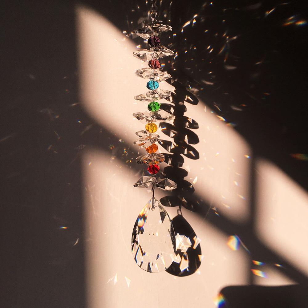 50mm Gorgeous Crystal Prisms Window Hanging Feng Shui Prism Sun Catcher Chakra Rainbow Maker Bedroom,Kitchen Garden Decor