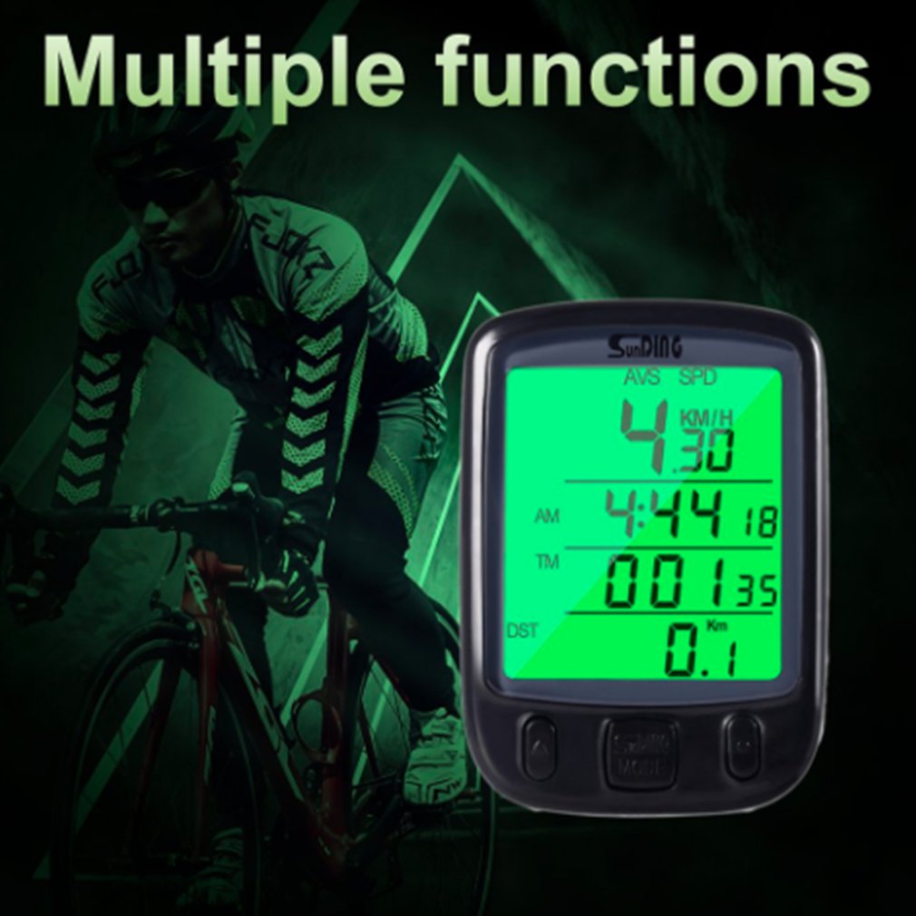 Bicycle Stopwatch Sports Timer Odometer Multifunctional Large Screen Luminous Black Wired Bicycle Stopwatch