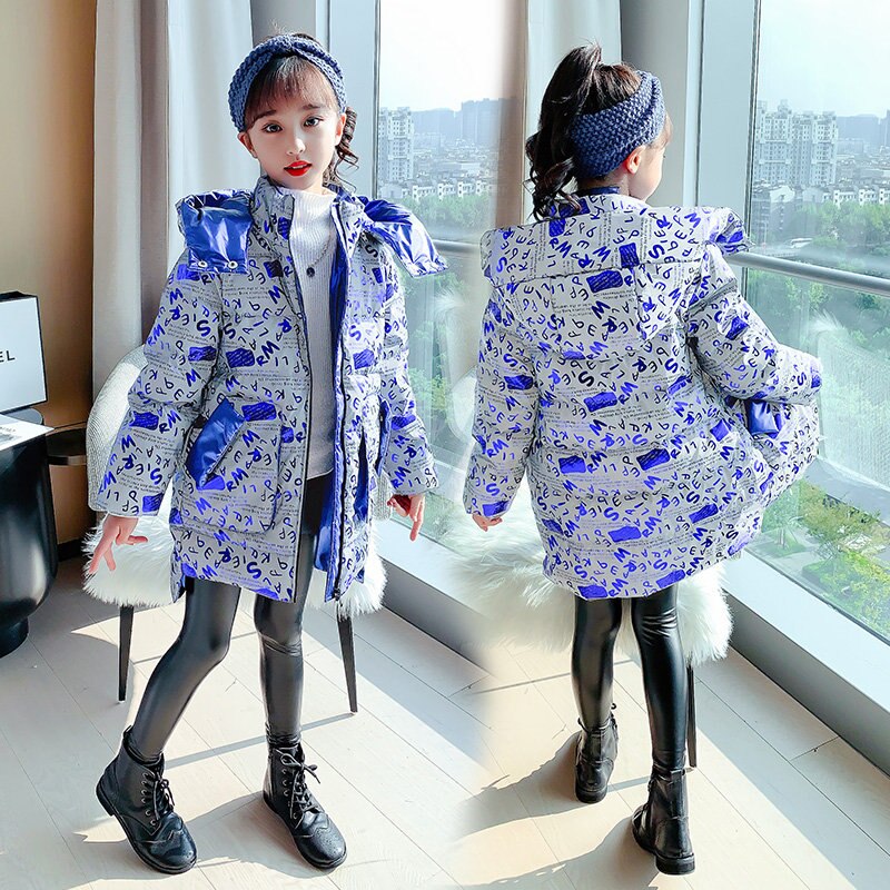 Veste réfléchissante de lumière pour filles, à la , sweat à capuche d'hiver, vêtements pour enfants de , vêtements d'extérieur pour 4-14 ans