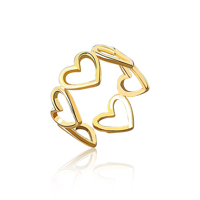 Bague en argent Sterling 925 véritable pour femmes, bijoux fins et minimalistes avec cœur creux, réglable, de fête
