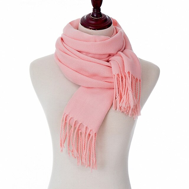 Urdiamond kvinder vinter lange tørklæde ensfarvet varme tørklæde tørklæder til damer blød afslappet sjal wrap kvindelige bufanda: Mørk lyserød