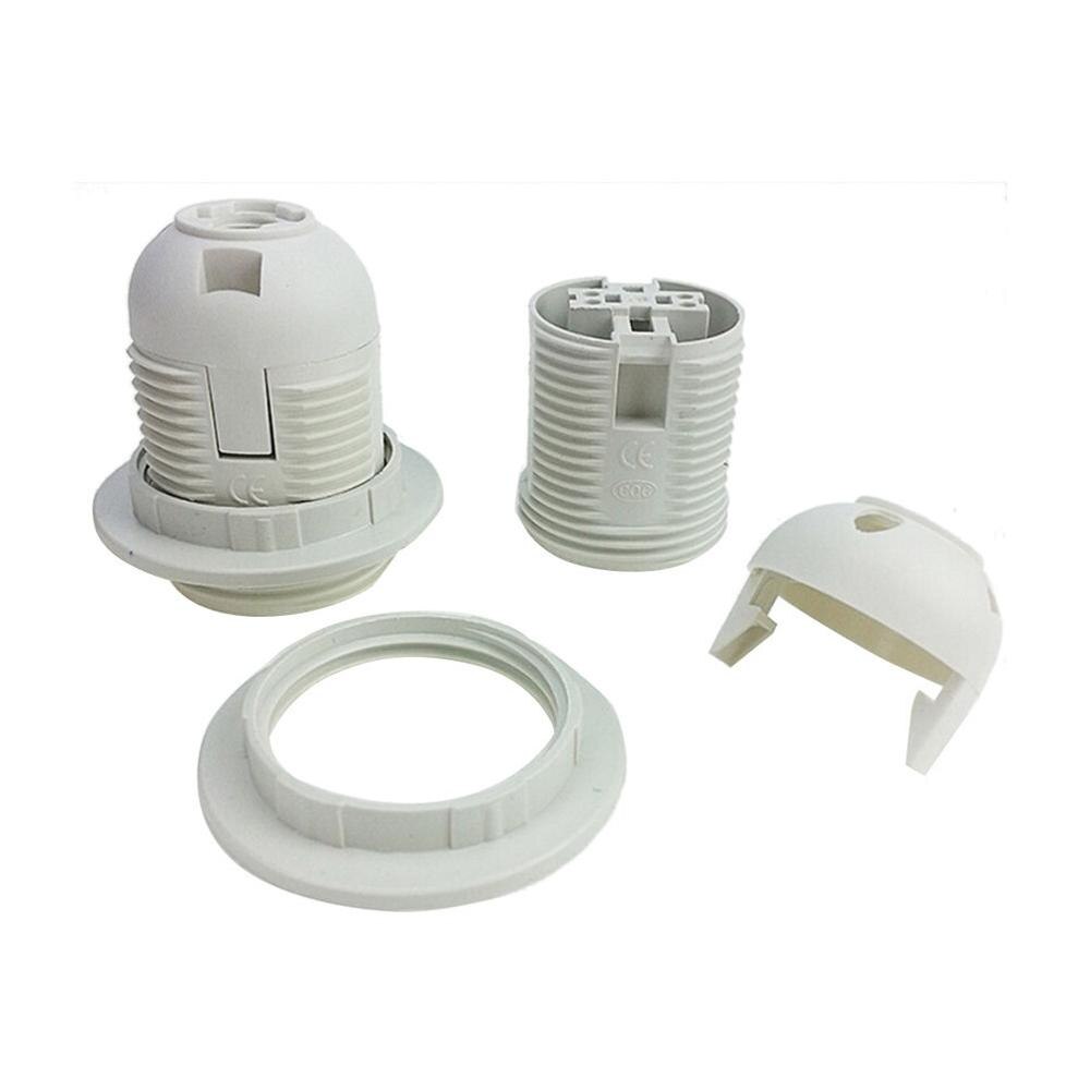 2 Stuks 250V 4A E27 Gloeilamp Base Plastic Volledige Schroef Lamphouder Hanger Socket Lampenkap Ring Voor Wit zwart E27 Gloeilamp: WHITE