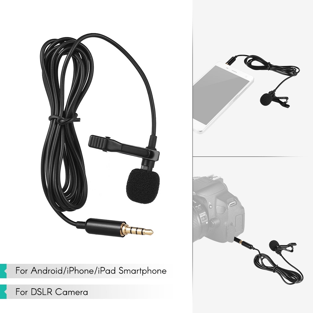 Andoer EY-510A Mini Draagbare Clip-On Revers Lavalier Condensator Microfoon Bedrade Microfoon Voor Dslr Camera Voor Iphone Ipad Android