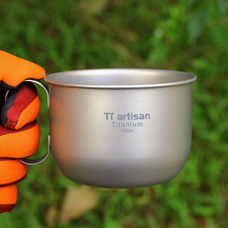 Tiartisan 500Ml Koffie Mok Titanium Water Cup Draagbare Outdoor Reizen Gezonde Drinkware Voor Camping Picknick Ta8351