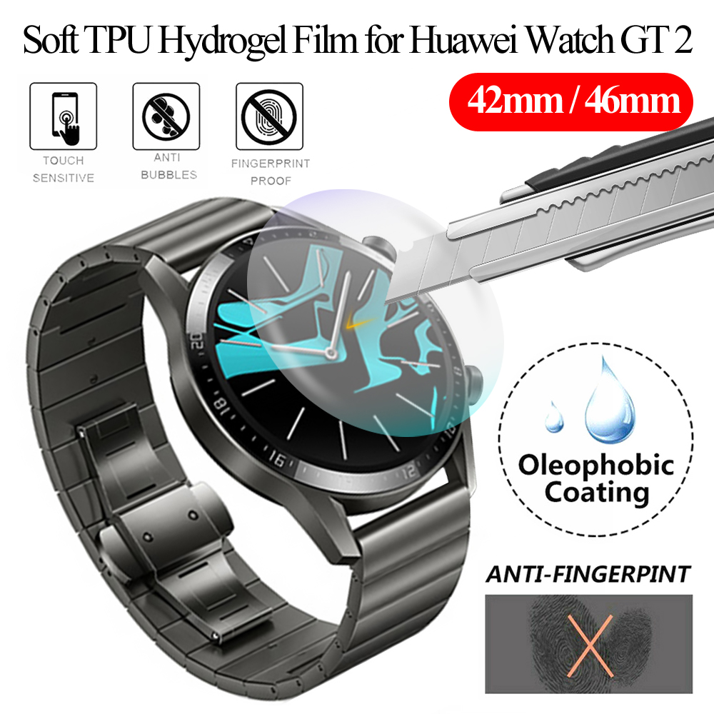 Protecteur d'écran pour Huawei Watch GT 2, Film de protection en Hydrogel TPU souple, 1 pièce/2 pièces, 42mm 46mm, pour montre intelligente,