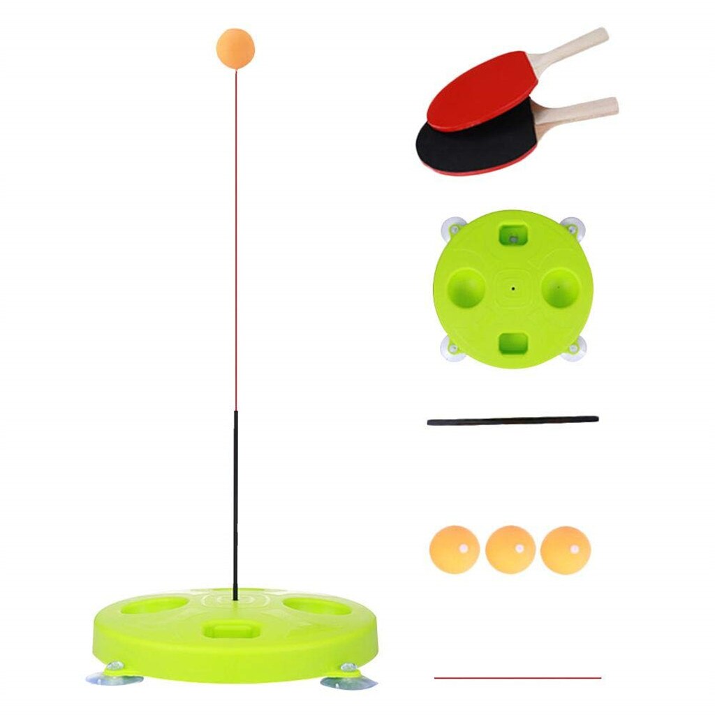 Table Tennis Trainer Soft Shaft Training Machine Elasticity For Kid Green able tennis exercise equipment ping pong paddle#30