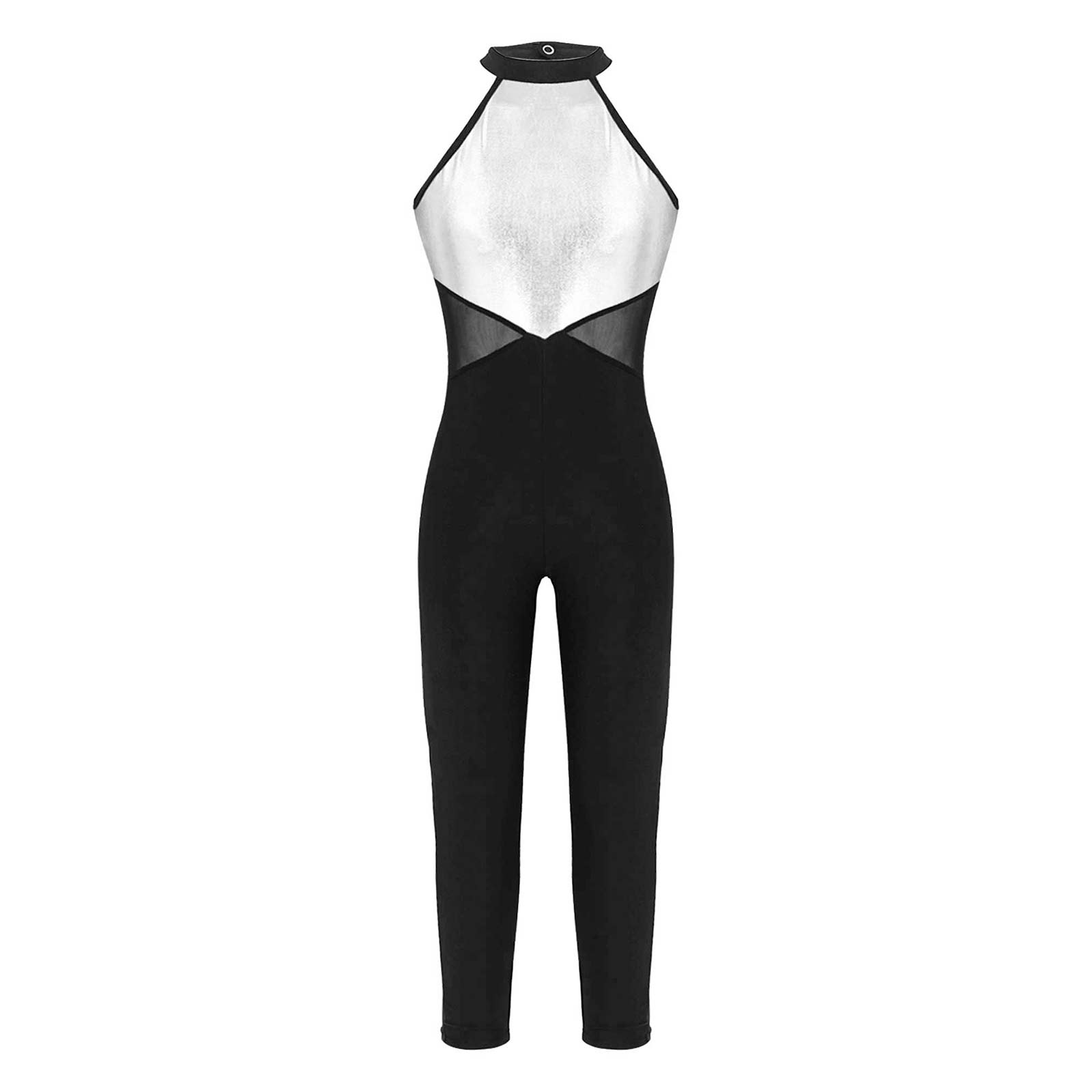 Child Kids Girls Ballet Leotards Gymnastics Costume Sleeveless Mesh Patchwork Style Dance Jumpsuit Gymnastics Leotard Dance Wear: Silver / 10