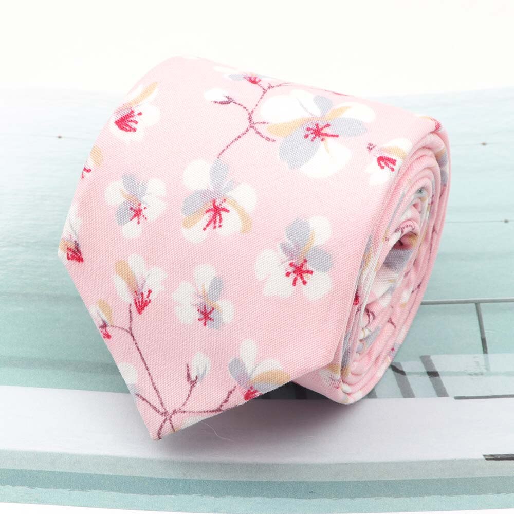 Cravates en coton Rose imprimé | Fleur, largeur 7cm, cravate étroite, cravate Cravat décontracté, fête, cravate de cou