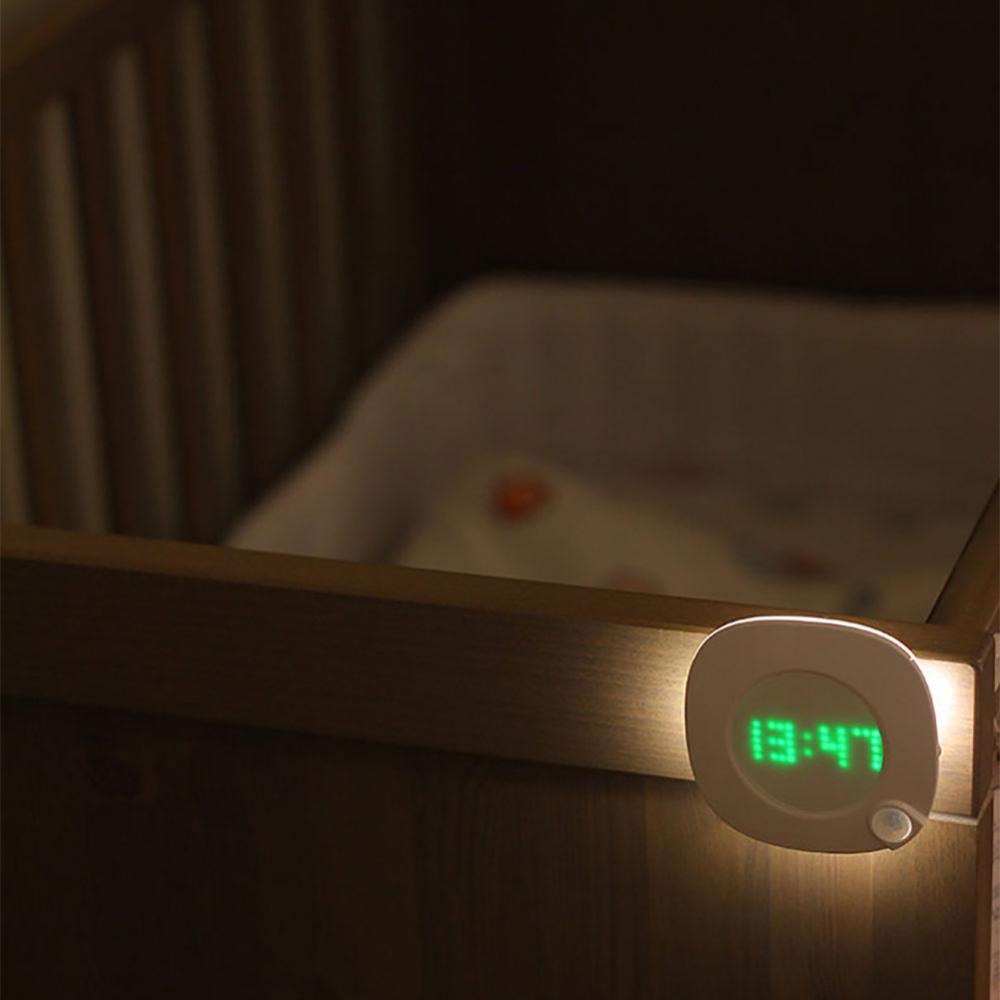 Motion Sensor Digital Clocks LED Night Light Clock Gravity Wall Lamp Home Decoration for Bedroom Bathroom